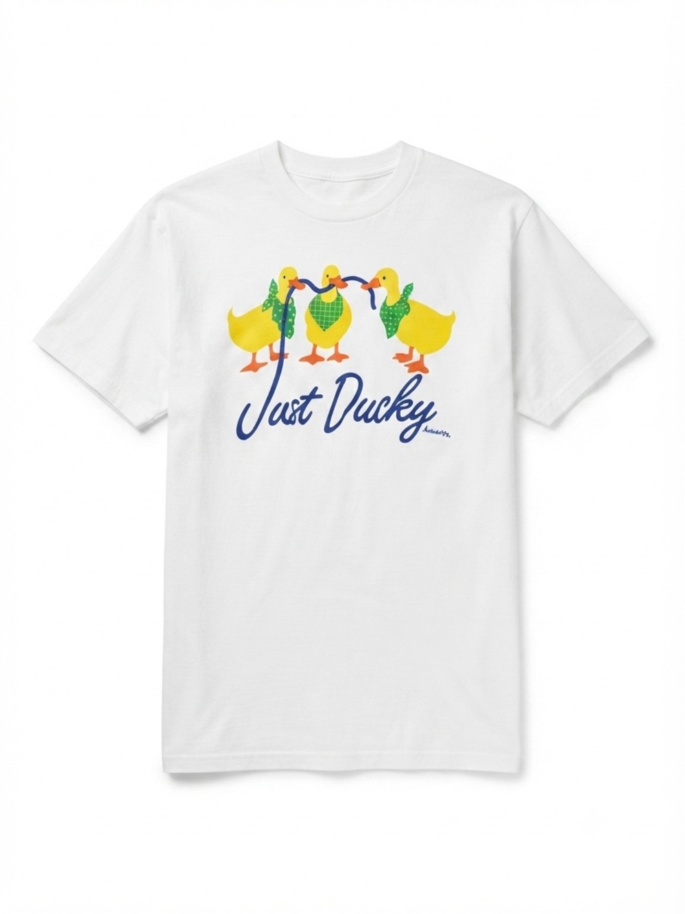 Vintage 90s Just Ducky T-Shirt M Anvil White Graphic Tee Kitsch Retro Whimsical